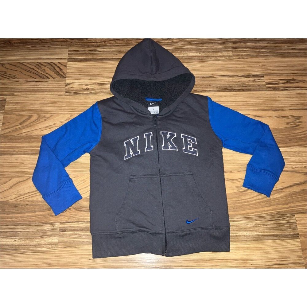 Nike Boys Size 6 Y2K Blue Gray‎ Shepherd Lined Hooded Zip Front Jacket